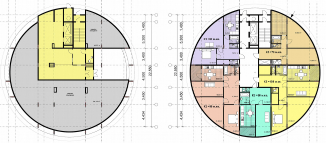 План 1 и типового этажа Дома-башни