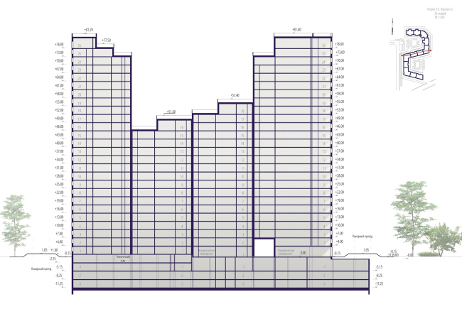 Housing complex "Russian Avant-garde". Section 3-3. Project, 2016  A.Len