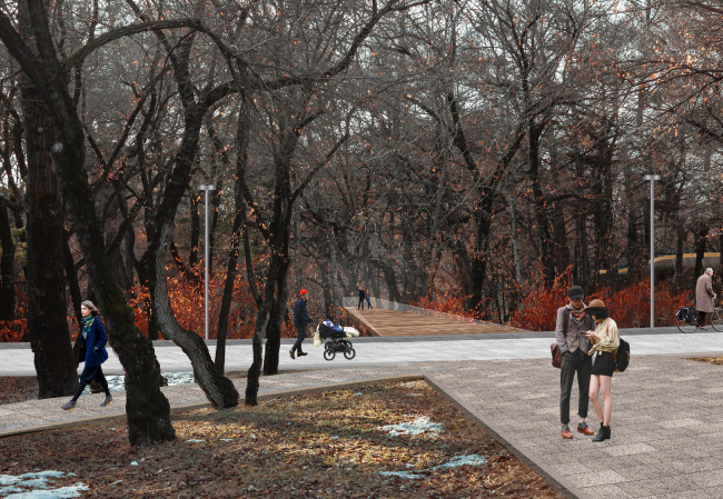 Концепция благоустройства парка Динамо в Хабаровске. buromoscow. Изображение предоставлено КБ «Стрелка»
