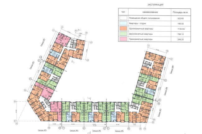 "Severny" housing project. Unit 7. Plan of the typical floor  DNK ag