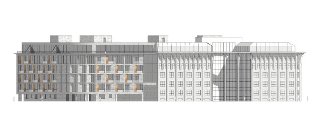 Residential house on the Esperova Street. Development drawing along the Esperova Street, view from the northwest side  Anatoly Stolyarchuk architectural bureau