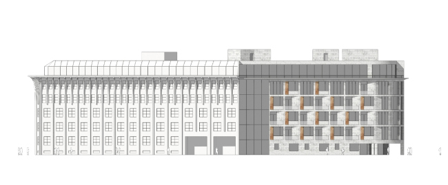 Residential house on the Esperova Street. Development drawing along the Vakulenchuka Street, view from the southwest side  Anatoly Stolyarchuk architectural bureau