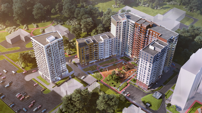 UP-quarter "Skandinavsky". Building 4 (tower) and Building 3 (which are already being built) make up the first stage of construction � Semrén & Månsson