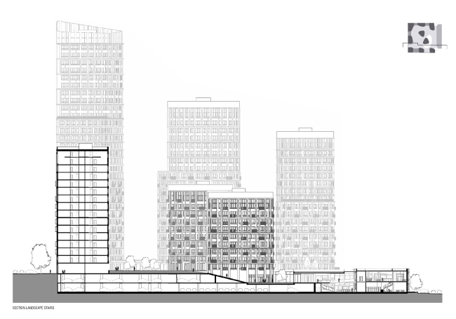 "Forum-City" housing complex. Section view  LEVS architecten