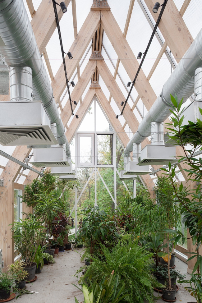 Interior of the greenhouse pavilion. Urban farm at VDNKH, 2nd stage. Wowhouse. Photograph  Mitya Chebanenko