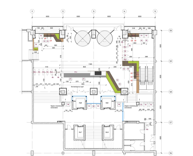 Концепция интерьеров общественных зон бизнес-центра Neo Geo. План расстановки мебели и оборудования 1 этажа © Т+Т Architects