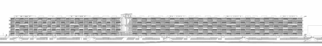 The project of an apratment hotel in Gelendzhik. Development drawing of the facades along the beach line  Ginsburg Architects