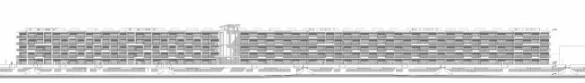The project of an apratment hotel in Gelendzhik. Development drawing of the facades along the beach line  Ginsburg Architects