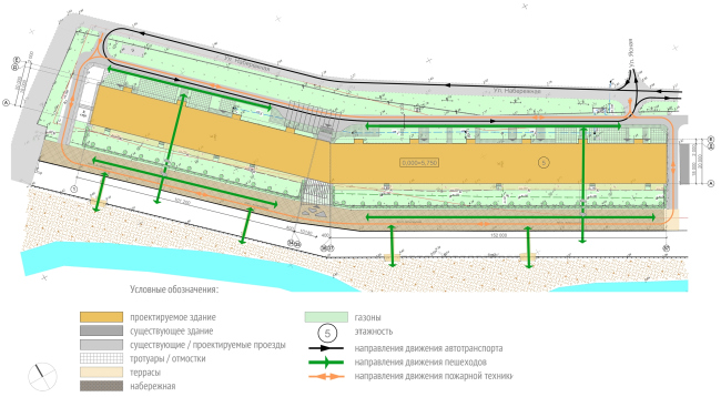 The project of an apratment hotel in Gelendzhik. Traffic flows  Ginsburg Architects