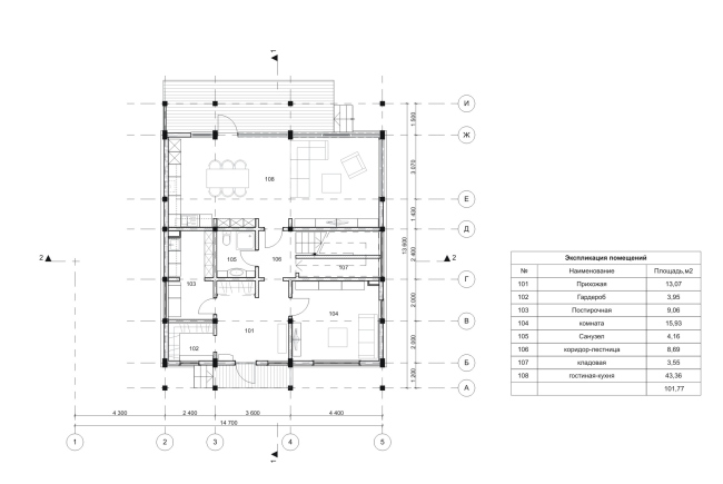 Linked House. Plan of the 1st floor. Rent-out settlement "Daryino-Uspenskoe" �  Roman Leonidov architectural bureau
