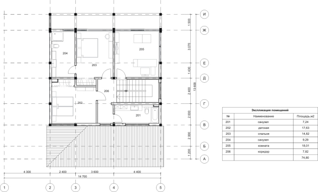 Linked House. Plan of the 2nd floor. Rent-out settlement "Daryino-Uspenskoe"   Roman Leonidov architectural bureau