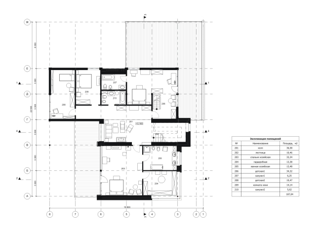 Big House. Plan of the 2nd floor. Rent-out settlement "Daryino-Uspenskoe"   Roman Leonidov architectural bureau