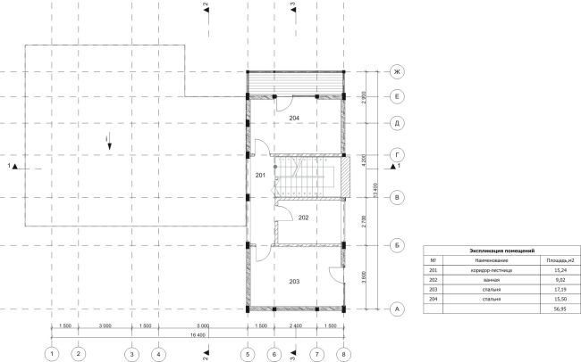 The Forest House. Plan of the 2nd floor. Rent-out settlement "Daryino-Uspenskoe"   Roman Leonidov architectural bureau