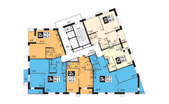 UP-quarter "Skandinavsky". Building 4. Plan of the 2nd floor � Semrén & Månsson