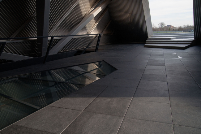 The glass floor of the metallic tower. Repository museum of "Alliance-1892" cognac house. Photograph  Gleb Leonov