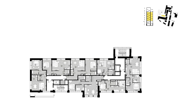 "Bolshevik" apartment housing complex, plan of the floor of Building 9 � IND Architects