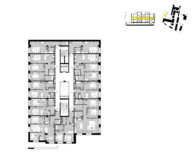 "Bolshevik" apartment housing complex, plan of the floor of Building 35 � IND Architects