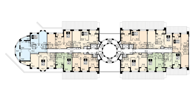 UP-quarter "Rimsky". Section 13, plan of the 3 floor. Project  Mikhail Filippov Architects