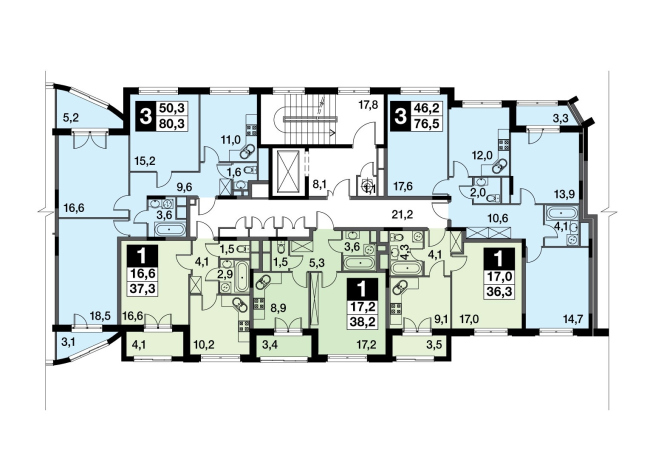 UP-quarter "Rimsky". Section 9, plan of the 3 floor. Project  Mikhail Filippov Architects