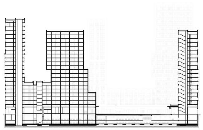 "Vander Park" housing complex. Section view  APEX project bureau