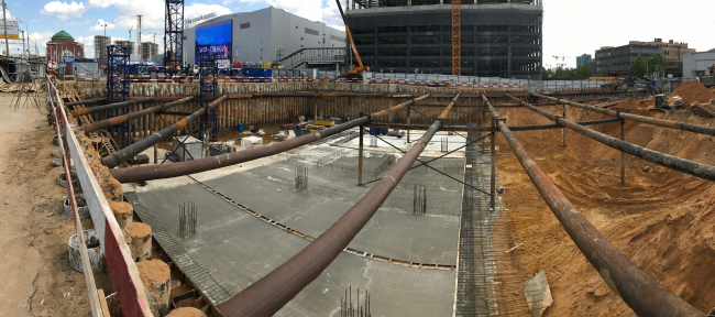 Dealership center of Mercedes-Benz and Audi on the territory of ZIL Plant. In the process of construction, 2017  Kleinewelt Architekten