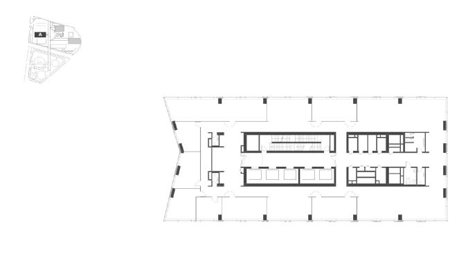 Housing complex with an underground parking garage on the Krasnopresnenskaya Embankment. Block "A", 58th floor (offices) 0  Sergey Skuratov Architects