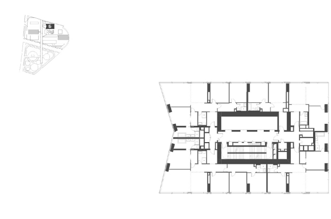 Housing complex with an underground parking garage on the Krasnopresnenskaya Embankment. Block "B", floors 4-16  Sergey Skuratov Architects