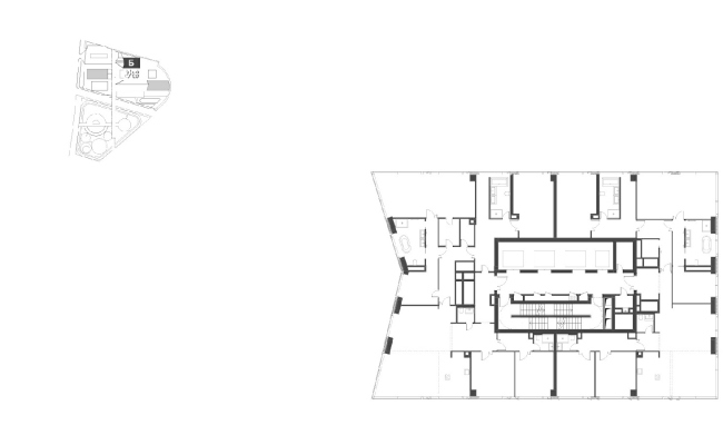 Housing complex with an underground parking garage on the Krasnopresnenskaya Embankment. Block "B", Floor 60 (penthouse)  Sergey Skuratov Architects