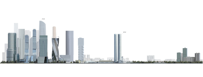 Housing complex with an underground parking garage on the Krasnopresnenskaya Embankment. Development drawing along the Krasnopresnenskaya Embankment � Sergey Skuratov Architects