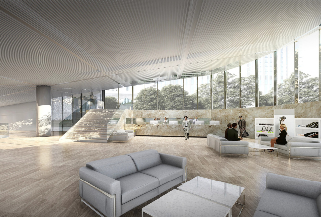 Housing complex with an underground parking garage on the Krasnopresnenskaya Embankment. Underground tennis courts. Perspective 7 � Sergey Skuratov Architects