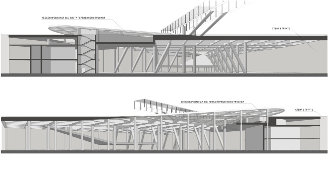 Housing complex with an underground parking garage on the Krasnopresnenskaya Embankment. Underground tennis courts. Constructions 3,4 � Sergey Skuratov Architects