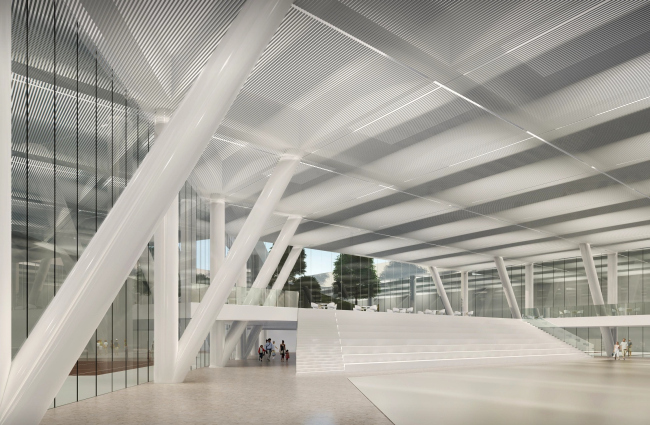 Housing complex with an underground parking garage on the Krasnopresnenskaya Embankment. Underground tennis courts. Perspective 9 � Sergey Skuratov Architects