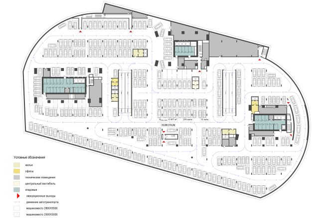 Housing complex with an underground parking garage on the Krasnopresnenskaya Embankment. -2nd floor at the mark -16.500  Sergey Skuratov Architects