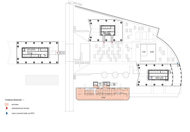 Housing complex with an underground parking garage on the Krasnopresnenskaya Embankment. 3rd floor at the mark of 6.750 � Sergey Skuratov Architects