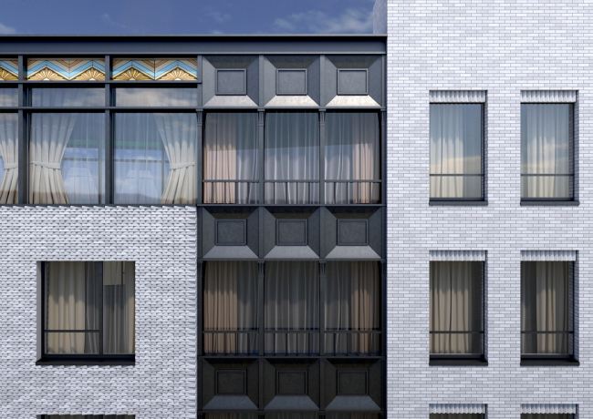 Contest project of renovating the First Exemplary Printing Works. Building 6. Facade fragment � ABV Group