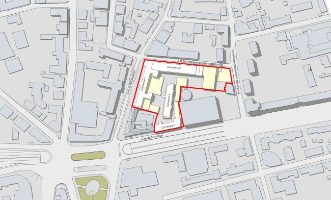 Contest project of renovating the First Exemplary Printing Works. Feedstocks and reference materials. Location plan  ABV Group