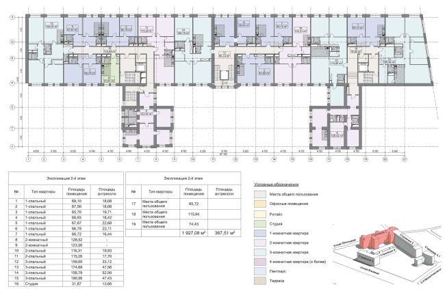 Contest project of renovating the First Exemplary Printing Works. Building 1. Plan of the 2nd floor (Version 2)  ABV Group