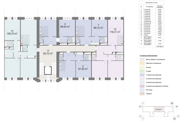 Contest project of renovating the First Exemplary Printing Works. Building 1. Plan of the 2nd section  ABV Group