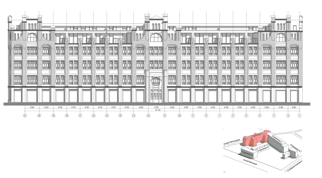 Contest project of renovating the First Exemplary Printing Works. Building 1. The main facade  ABV Group