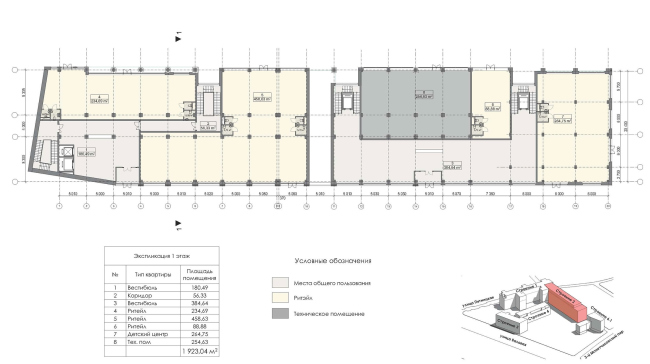 Contest project of renovating the First Exemplary Printing Works. Building 2. Plan of the first floor  ABV Group