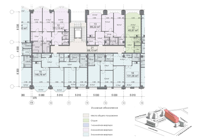 Contest project of renovating the First Exemplary Printing Works. Building 2. Fragment of the plan of the standard floor. Section 2. Version 1  ABV Group