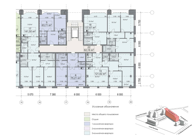 Contest project of renovating the First Exemplary Printing Works. Building 2. Fragment of the plan of the standard floor. Section 3. Version 1 � ABV Group
