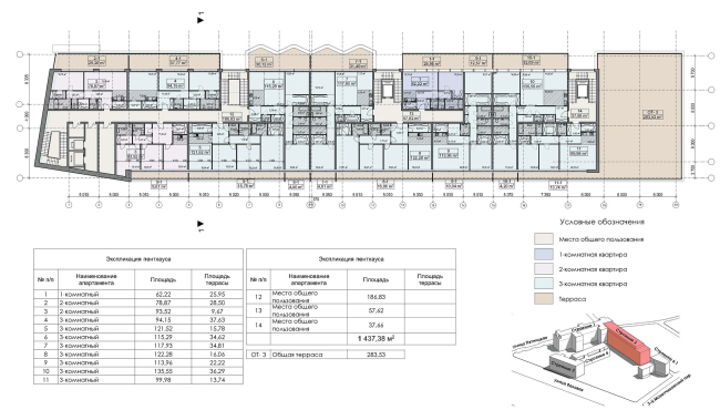 Contest project of renovating the First Exemplary Printing Works. Building 1. Plan of the 6th floor (penthouse)  ABV Group