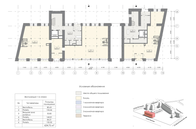 Contest project of renovating the First Exemplary Printing Works. Building 3. Plan of the 1st floor  ABV Group