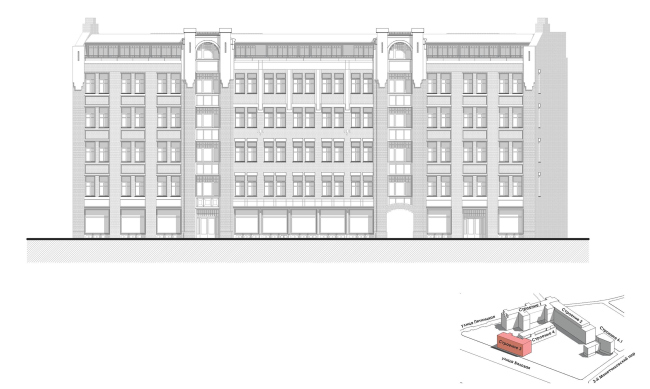 Contest project of renovating the First Exemplary Printing Works. Building 3. Facade. Version 1  ABV Group