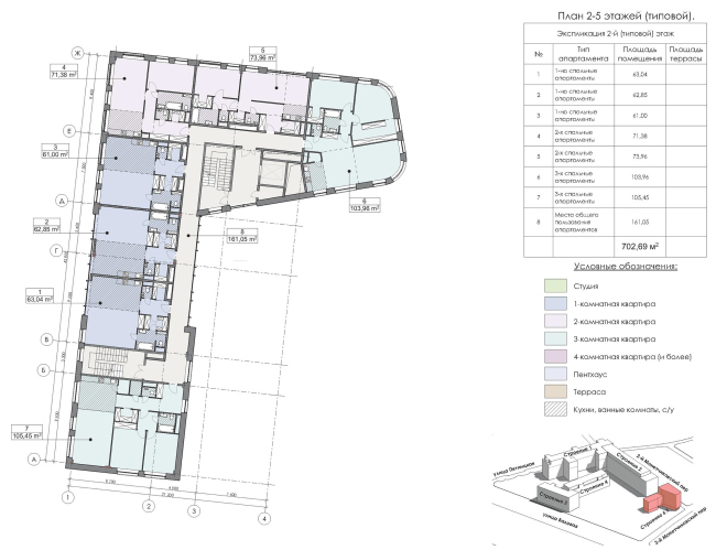 Contest project of renovating the First Exemplary Printing Works. Building 6. Plan of the floors 2-5 (standard) � ABV Group