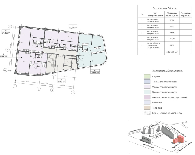 Contest project of renovating the First Exemplary Printing Works. Building 6. Plan of the 7th floor  ABV Group