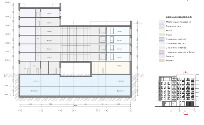 Contest project of renovating the First Exemplary Printing Works. Building 6. Section 1-1  ABV Group