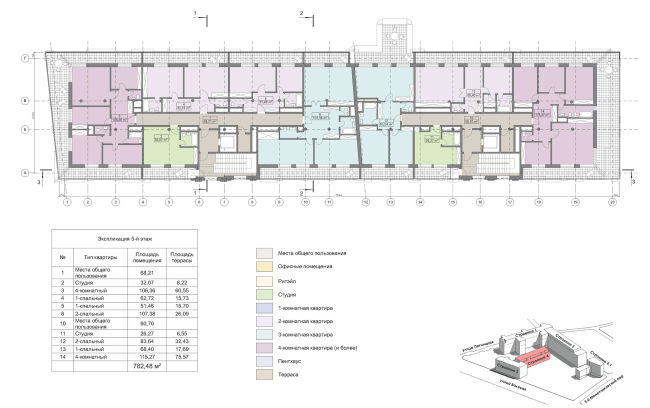 Contest project of renovating the First Exemplary Printing Works. Building 4. Plan of the 5th floor  ABV Group