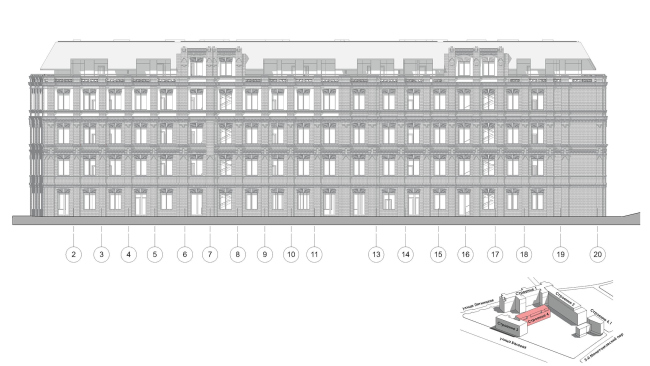 Contest project of renovating the First Exemplary Printing Works. Building 4. The east facade � ABV Group